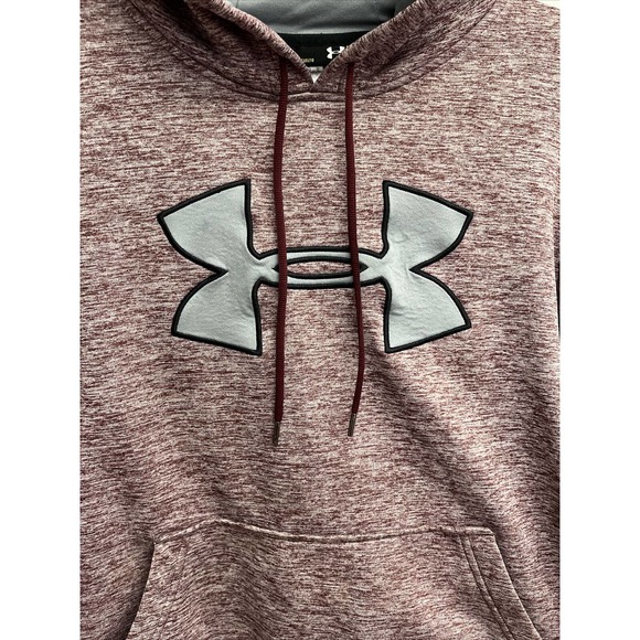 Under Armour Hoddie‎ Loose Mens Large Red Long Sleeves Pullover Logo Medium - Picture 2 of 9